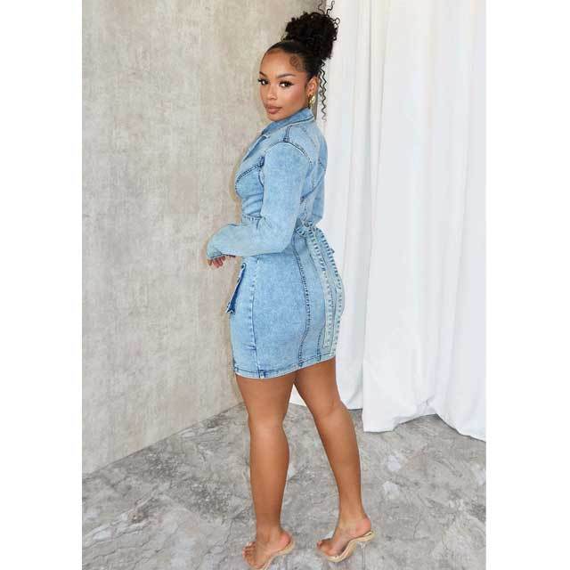 Denim Slit Cargo Dress