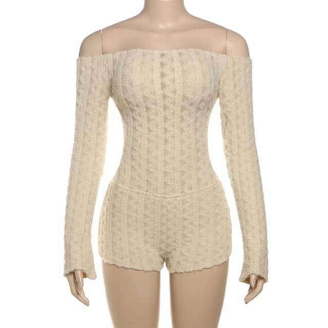 Knit Bell Sleeve Backless Romper