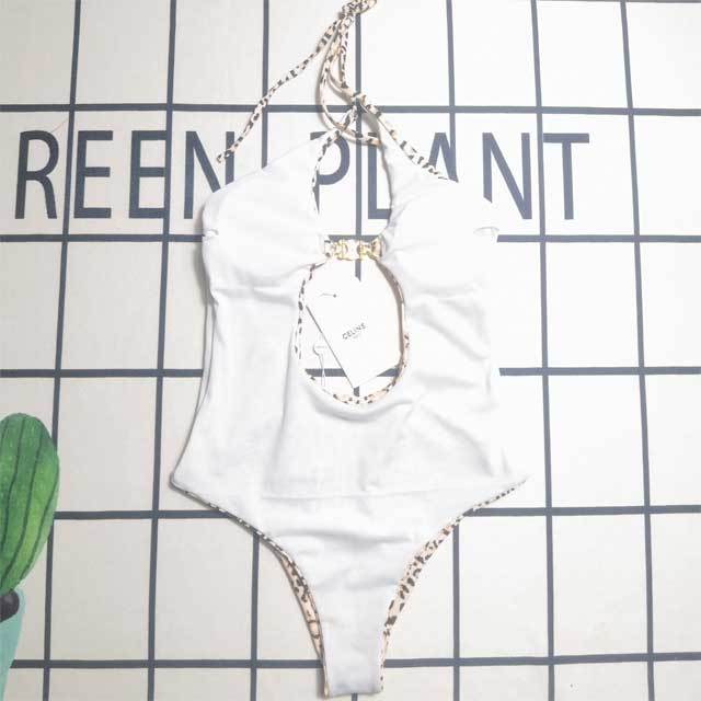 Leopard Print Halter Hollow Out One Piece