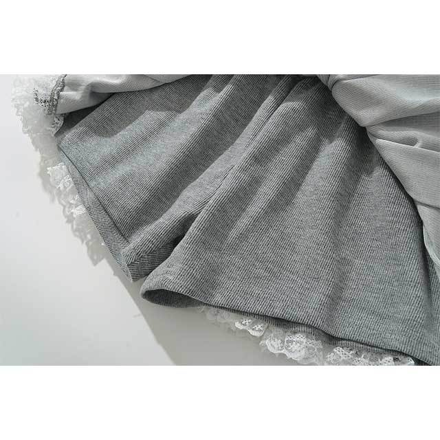 Lace Hooded Top Mini Short Set