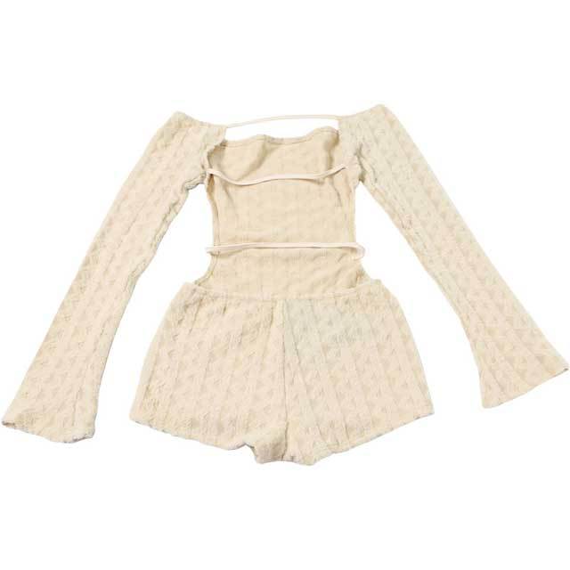 Knit Bell Sleeve Backless Romper