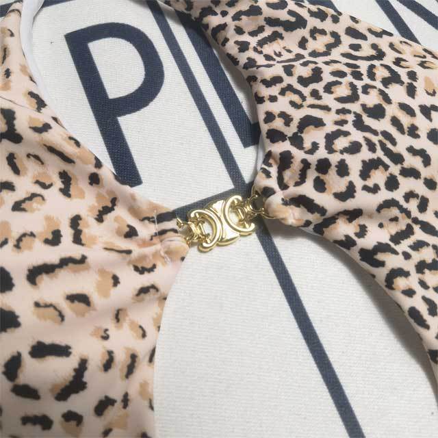 Leopard Print Halter Hollow Out One Piece