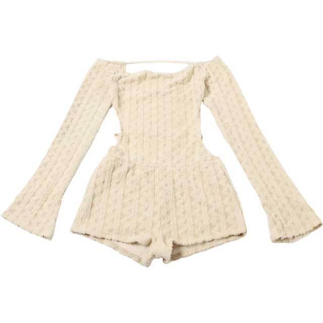 Knit Bell Sleeve Backless Romper
