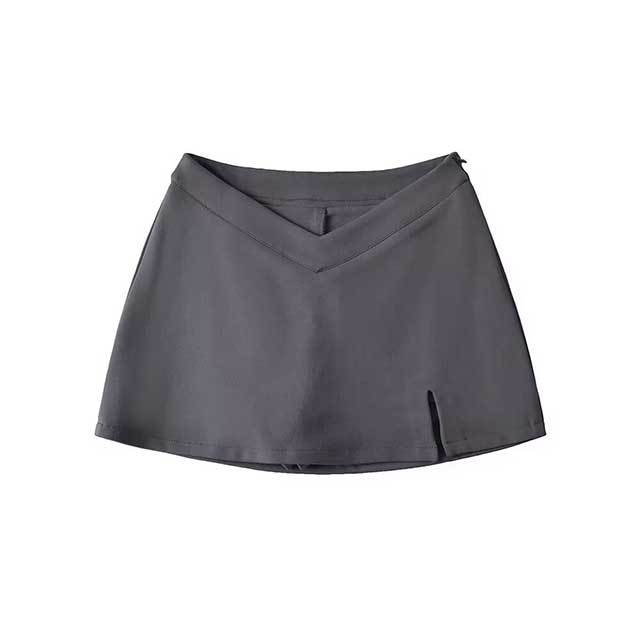 Retro V-waist Split Skirt