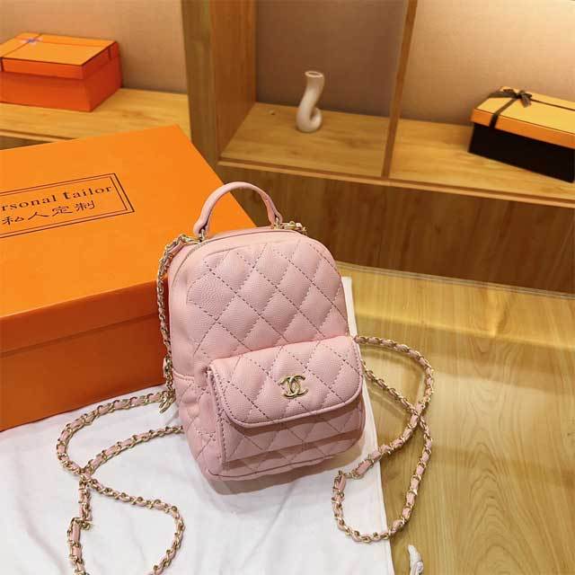 Metal Logo Leather Fashion Backpack