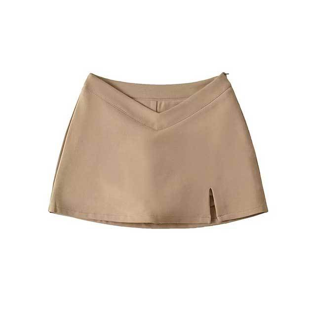 Retro V-waist Split Skirt