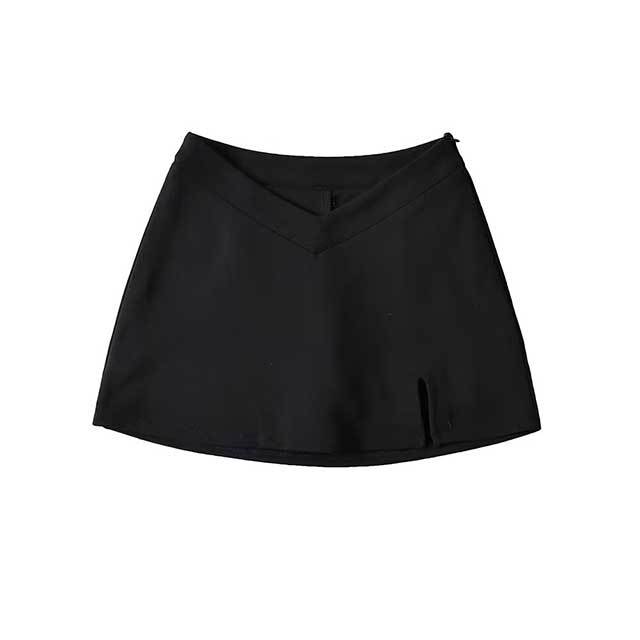 Retro V-waist Split Skirt