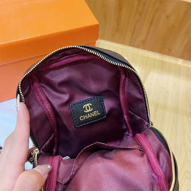 Metal Logo Leather Fashion Backpack