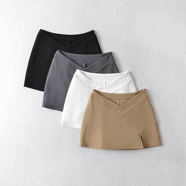 Retro V-waist Split Skirt