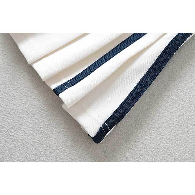 Contrast Color Striped Pleated Skirt