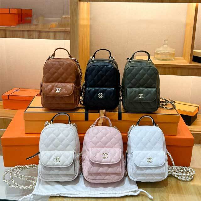 Metal Logo Leather Fashion Backpack