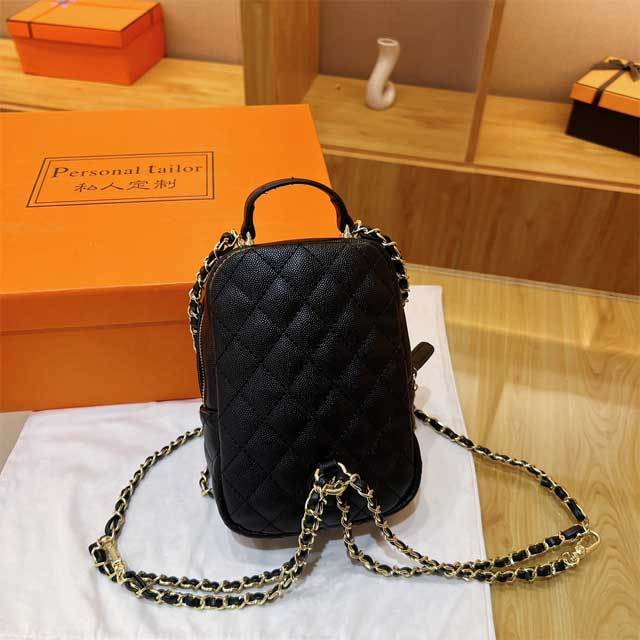 Metal Logo Leather Fashion Backpack
