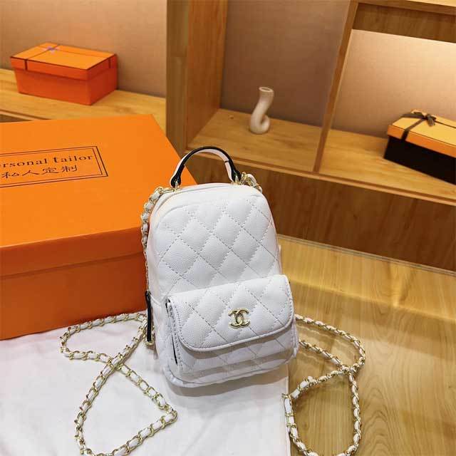 Metal Logo Leather Fashion Backpack