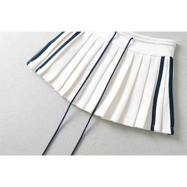 Contrast Color Striped Pleated Skirt