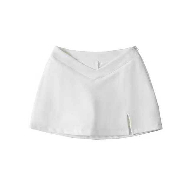 Retro V-waist Split Skirt