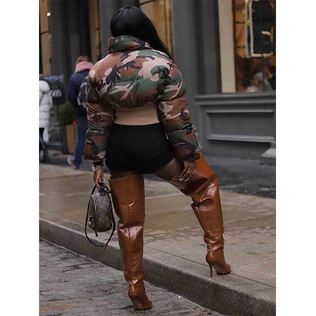 Camouflage Print Short Down Jacket