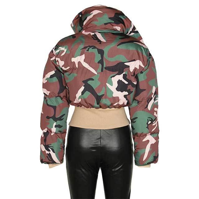 Camouflage Print Short Down Jacket