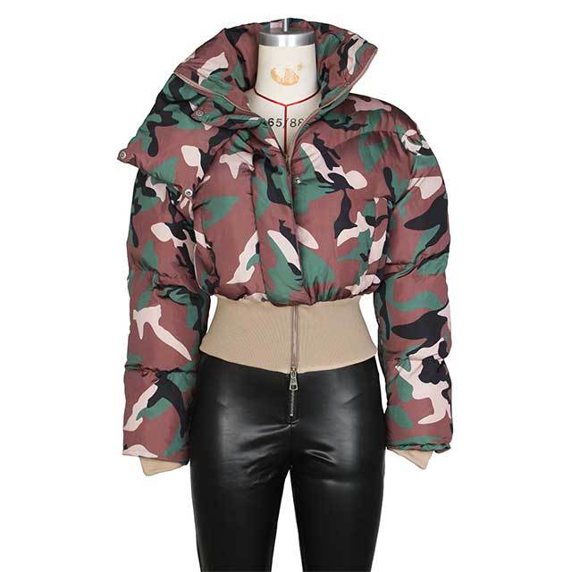 Camouflage Print Short Down Jacket