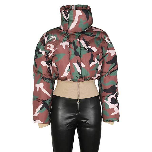 Camouflage Print Short Down Jacket