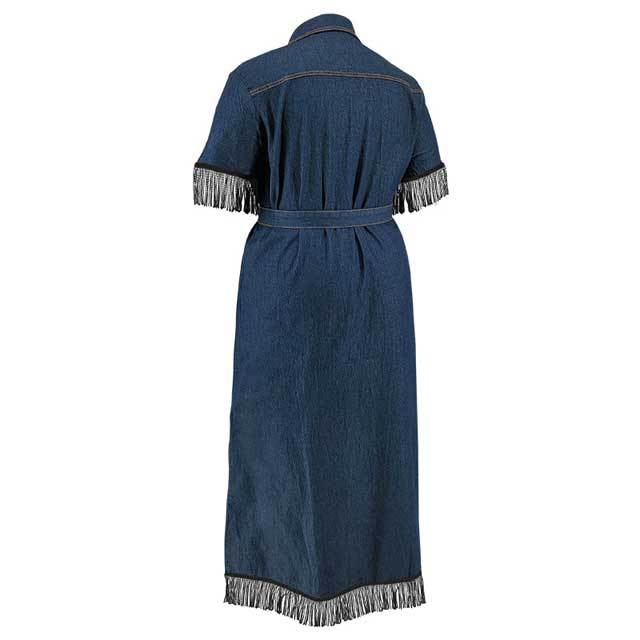 Plus Size Denim Tassel Maxi Dress
