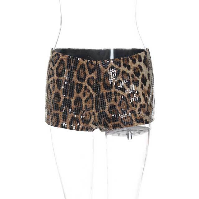 Leopard Sequin Fitted Shorts
