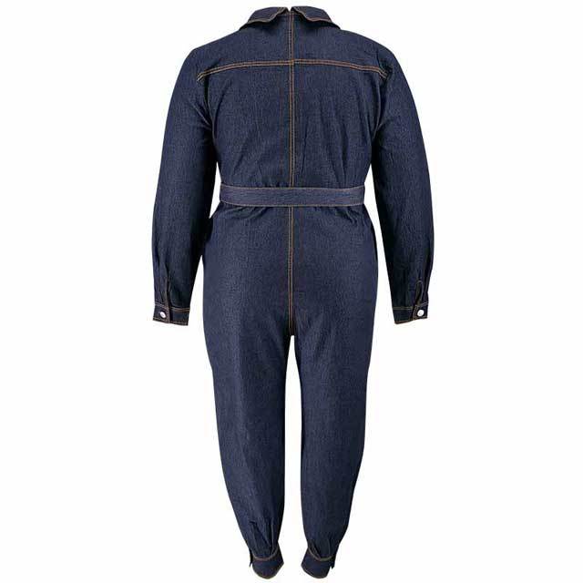 Plus Size Denim Belted Jumpsuit