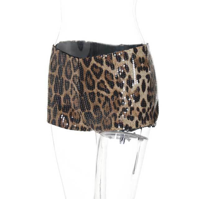 Leopard Sequin Fitted Shorts