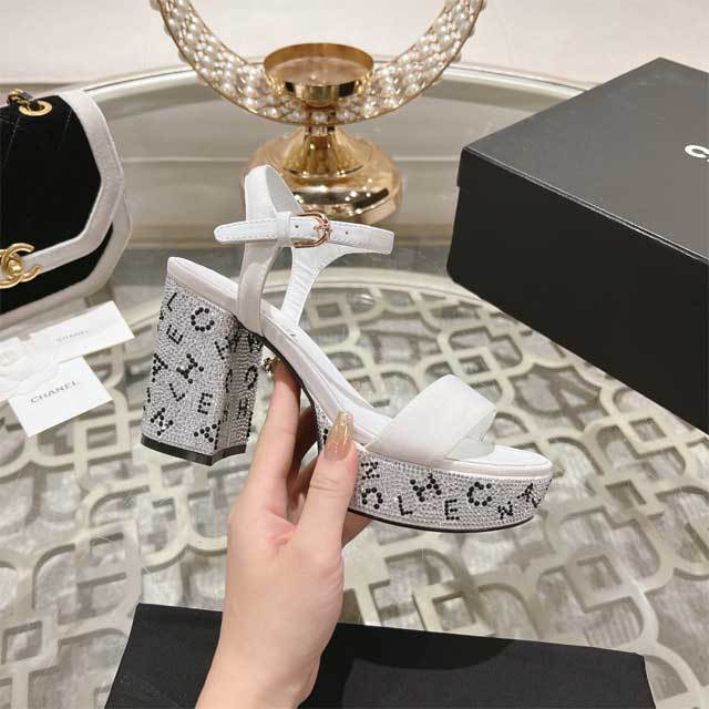 Rhinestones Chunky Heeled Sandals