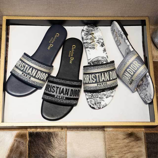 Rhinestoned Letters Design Flat Slides Shoes