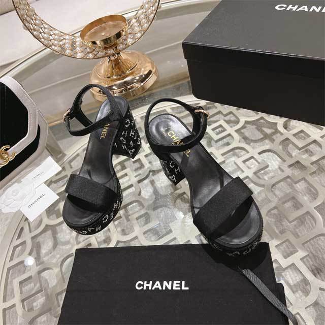 Rhinestones Chunky Heeled Sandals