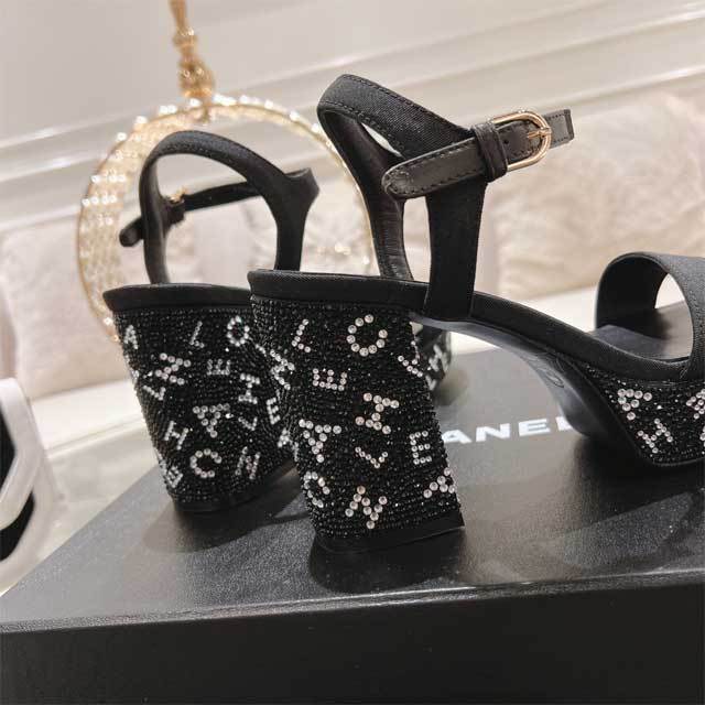 Rhinestones Chunky Heeled Sandals