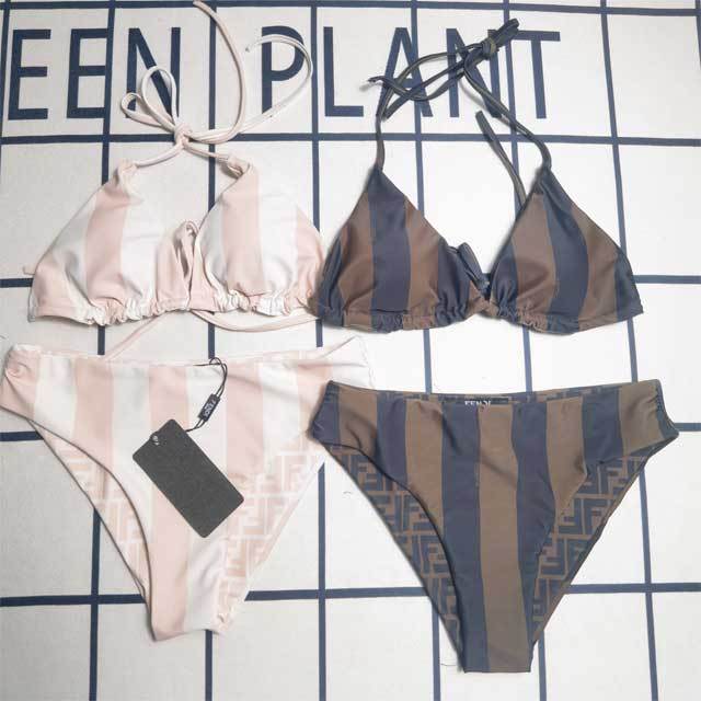 Striped Strappy Sexy Bikini Set