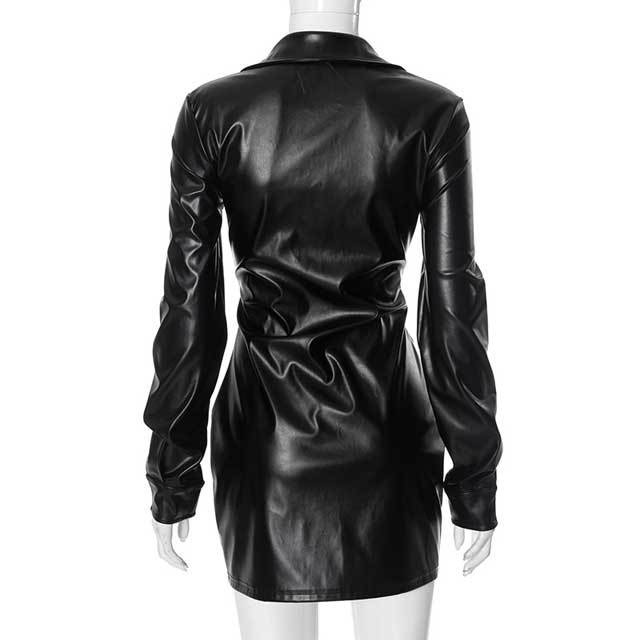 Leather Bodycon Shirt Dress