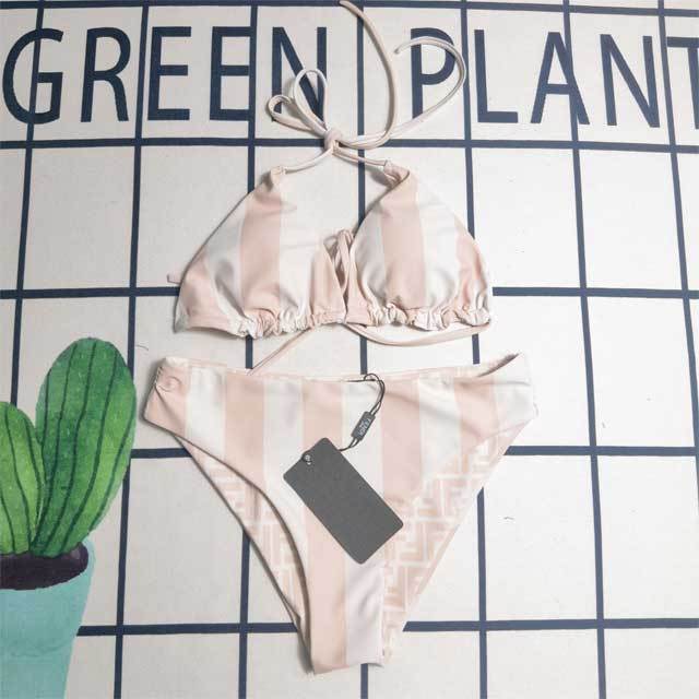 Striped Strappy Sexy Bikini Set