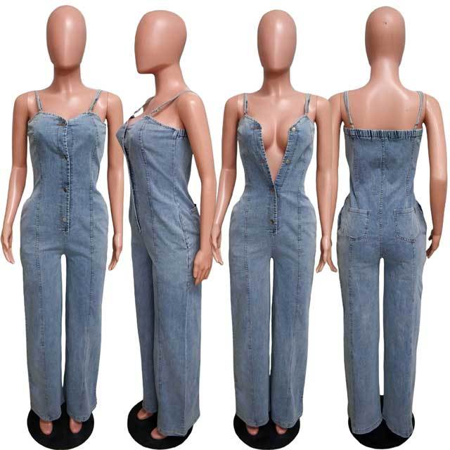 Denim Cami Wide Leg Jumpsuit