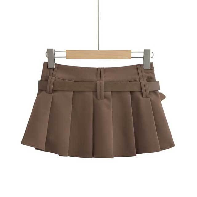 Preppy Belted Pleated Skirt