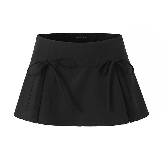 Bow Pleated Mini Skirt