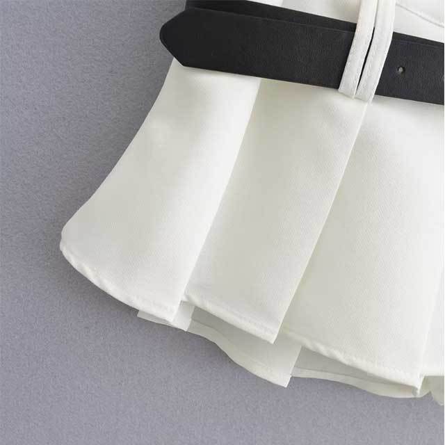 Preppy Belted Pleated Skirt