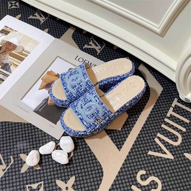 Embroidery Fashion Women Platform Slides