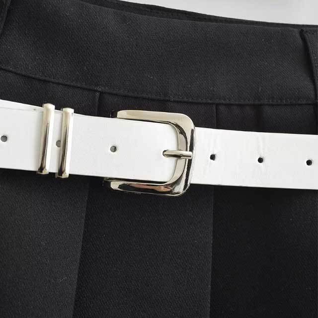 Preppy Belted Pleated Skirt