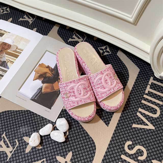 Embroidery Fashion Women Platform Slides