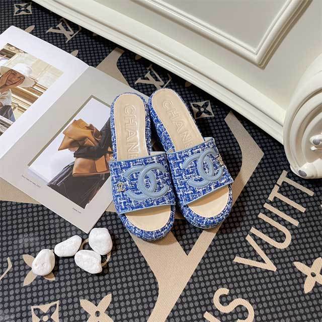 Embroidery Fashion Women Platform Slides