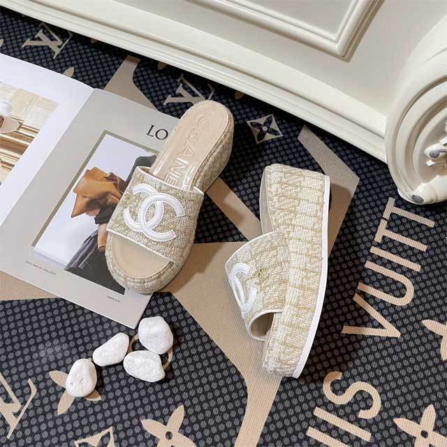 Embroidery Fashion Women Platform Slides