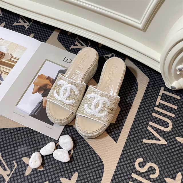 Embroidery Fashion Women Platform Slides