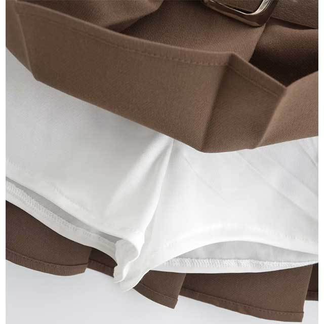 Preppy Belted Pleated Skirt