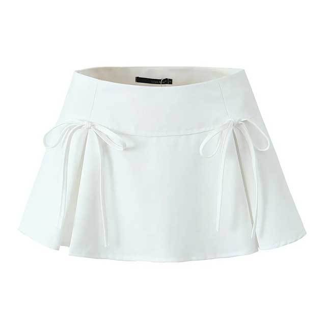 Bow Pleated Mini Skirt
