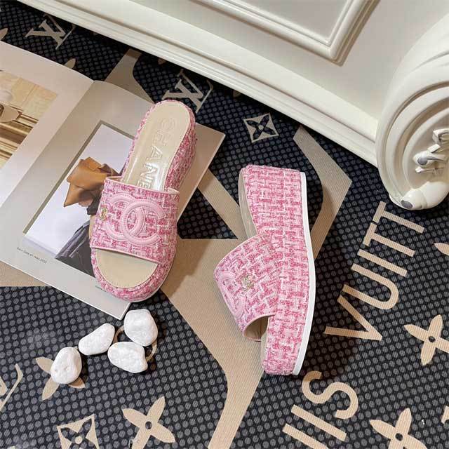 Embroidery Fashion Women Platform Slides