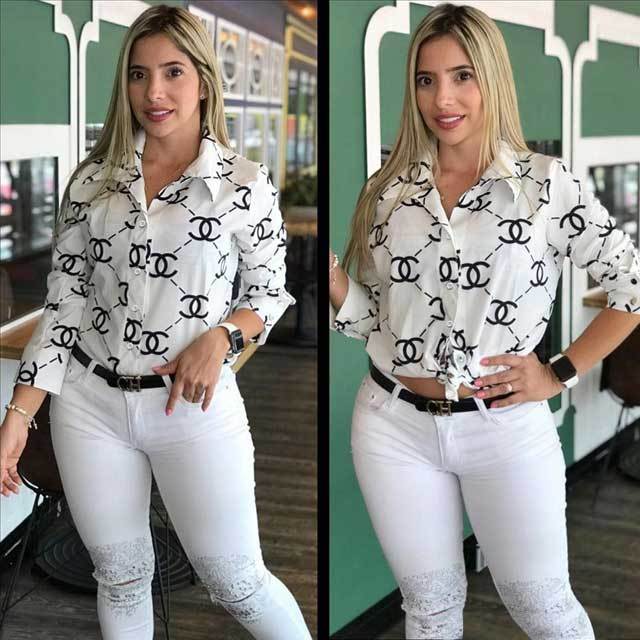 Printed Long Sleeve Casual Shirt Top