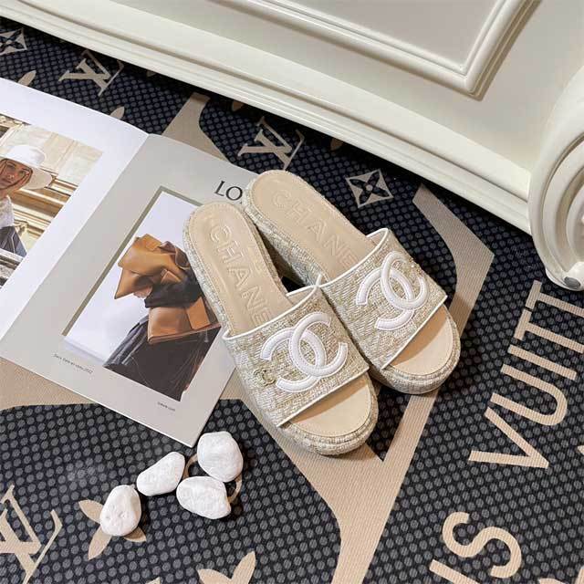 Embroidery Fashion Women Platform Slides