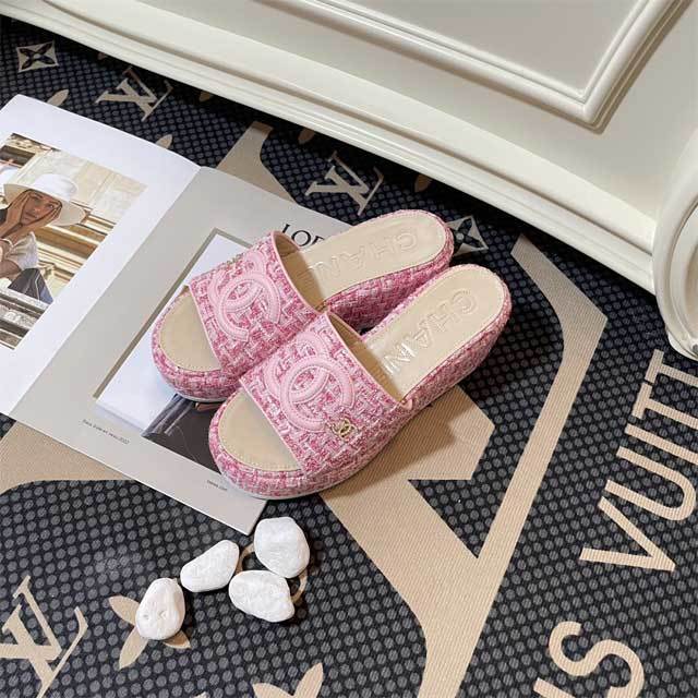 Embroidery Fashion Women Platform Slides